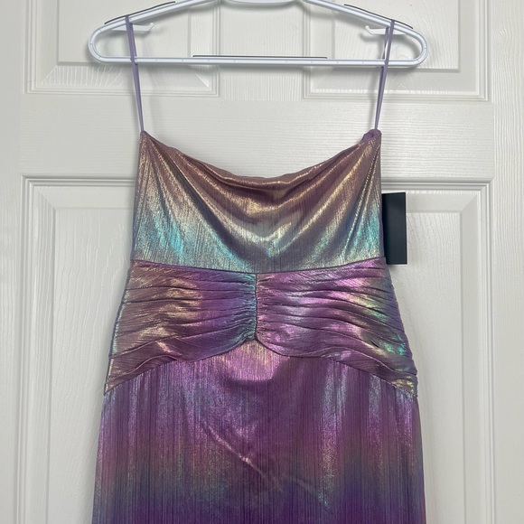 NWT RETROFETE Soleil Dress Lilac Aurora Pastel Rainbow Formal Prom Metallic Y2K - Picture 11 of 16